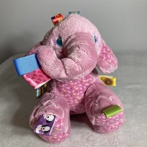 Taggies Pink Elephant Plush Baby Toy Lovey Tags Rattle 10 Inch Stuffed Animal